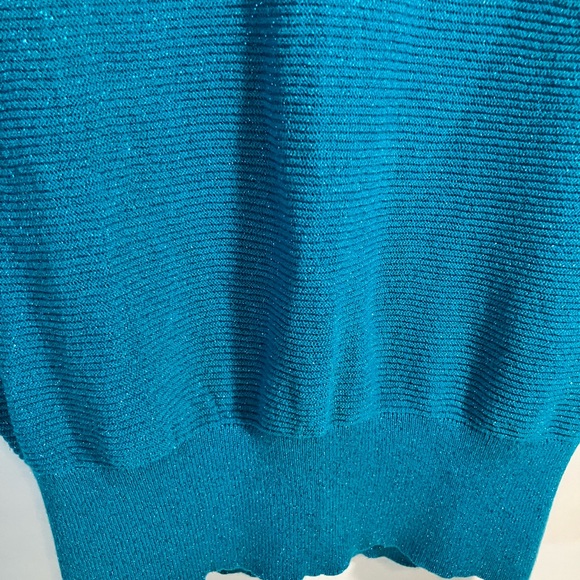 Express ladies xs short sleeve tasseled turquoise sweater top. - Picture 3 of 16